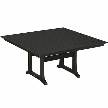 POLYWOOD Farmhouse Trestle 59'' Black Dining Height Table 633PL85T1LBL